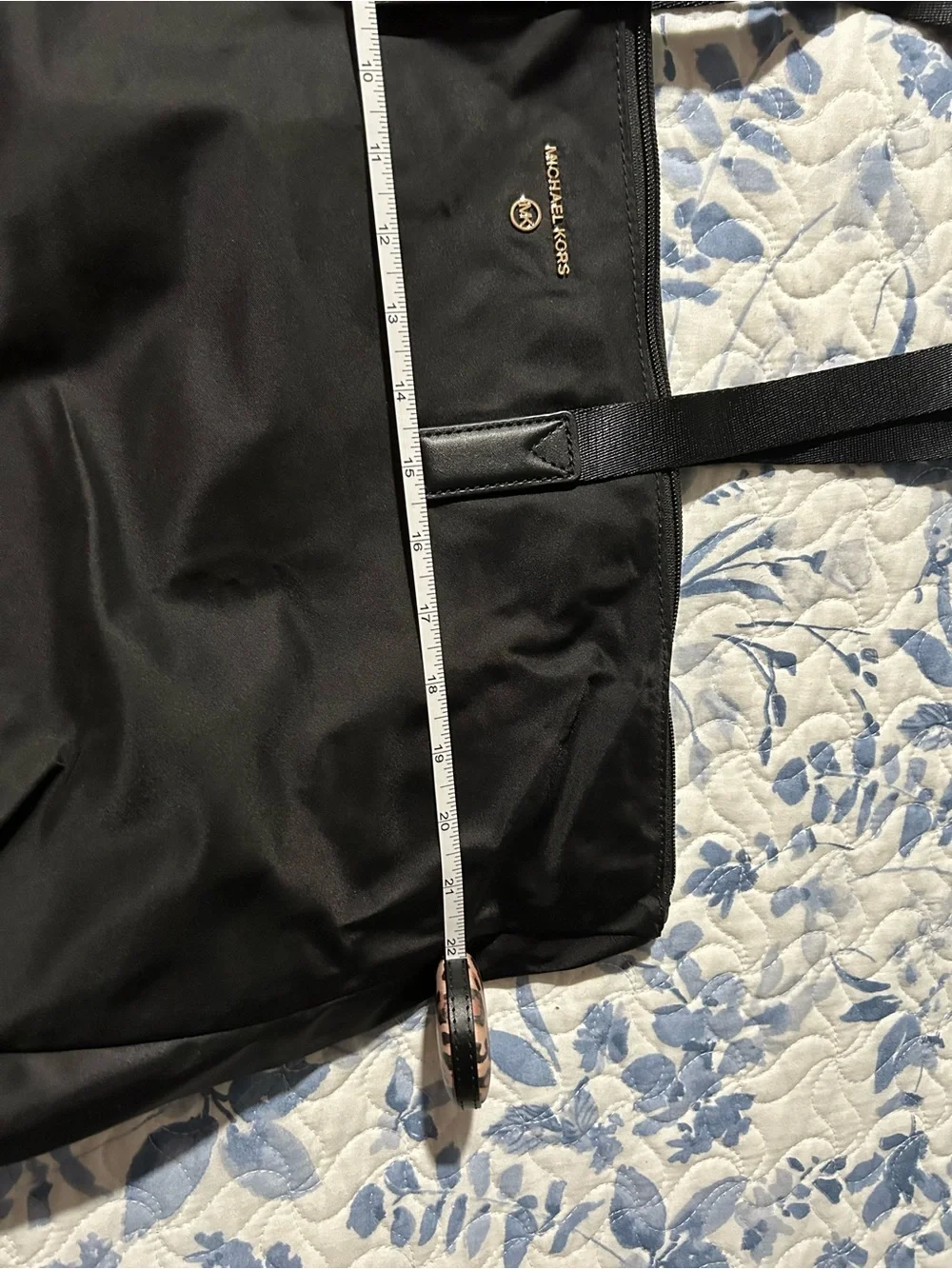 Michael Kors Black Nylon Tote with Gold Accent
